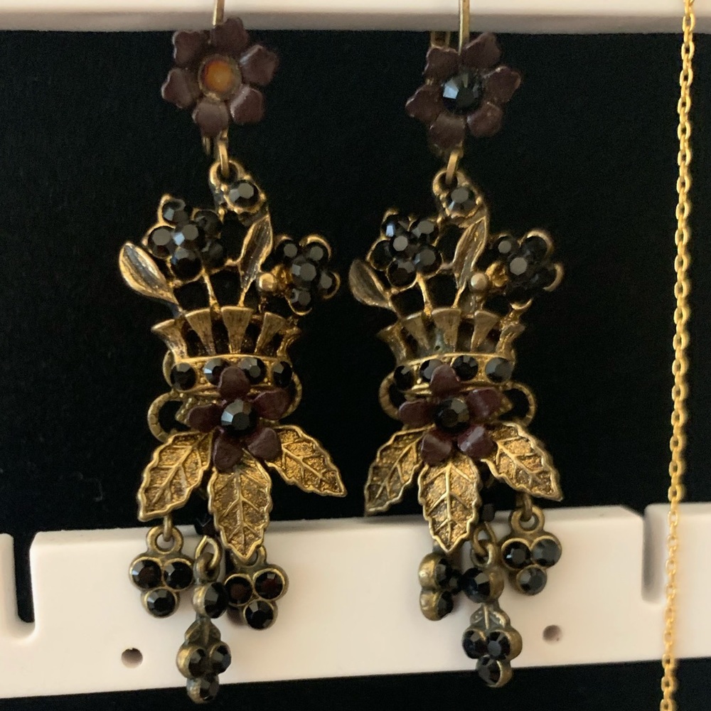 Authentic Michal Negrin black and gold earrings